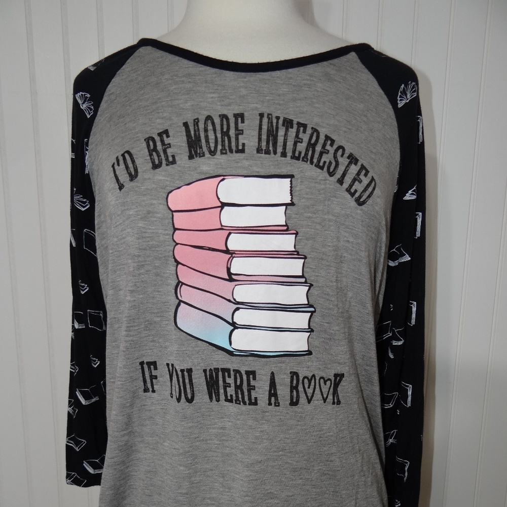 Reading book graphic baseball tee